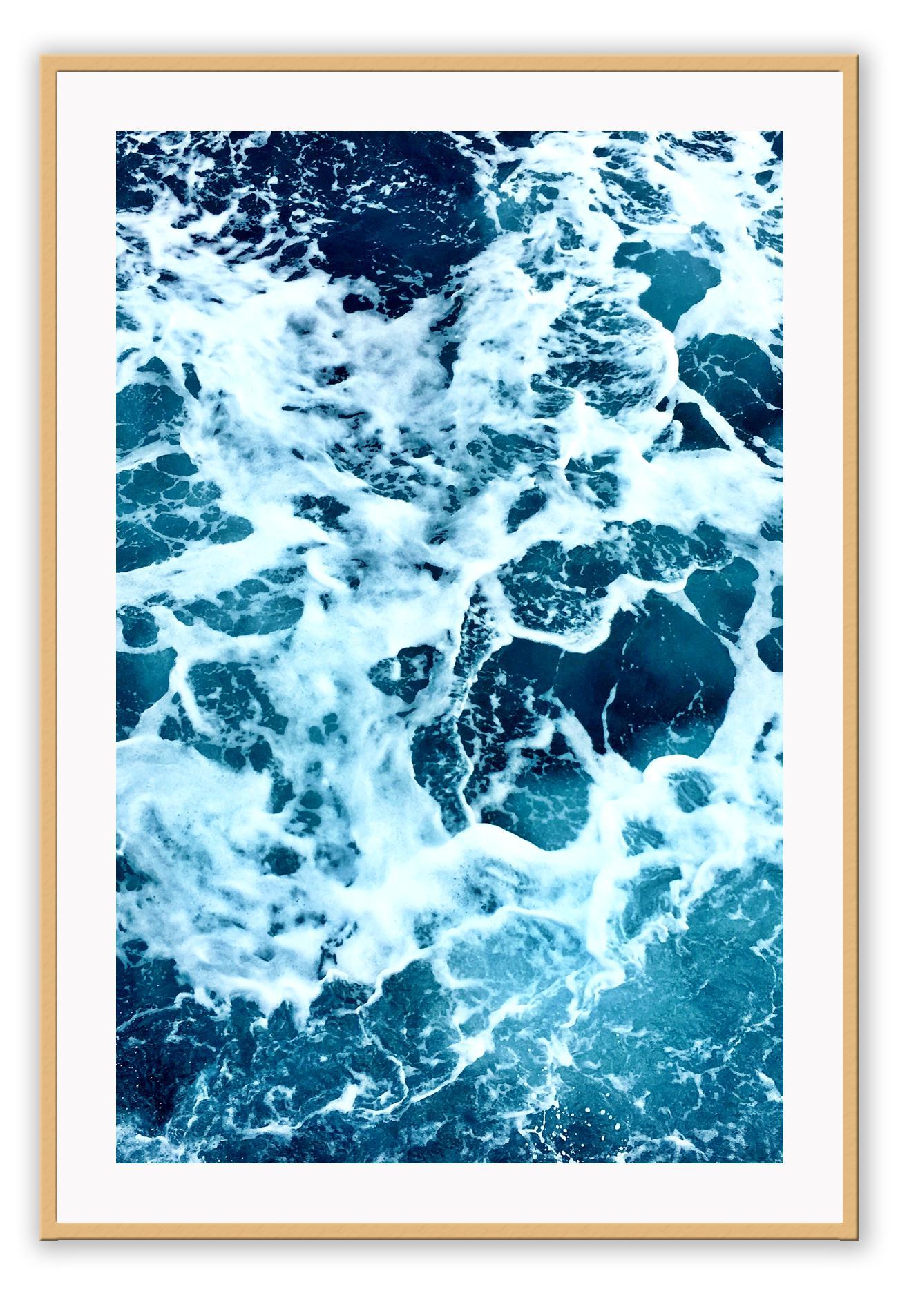 A natural blue ocean wall art with big waves.